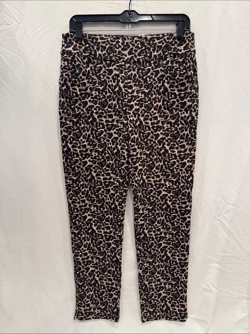 Chico's Perfect Stretch Leopard Print Slim Leg Pants in Black and Tan S 0.5